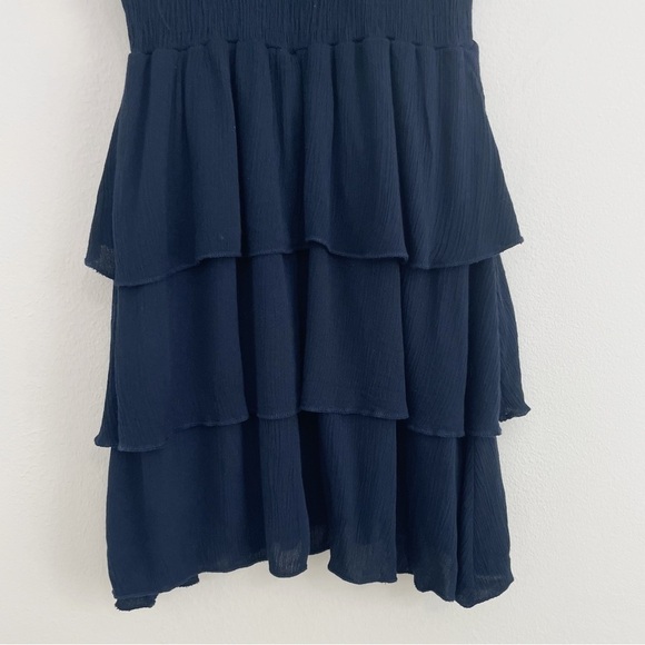Altar’d State Navy Boho Ruffle Sleeveless Mini Dress Size Small - Picture 7 of 9